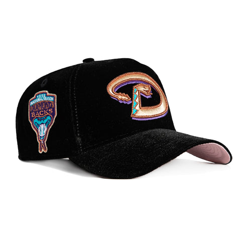 New Era 9Forty A-Frame Velvet Arizona Diamondbacks Inaugural Patch Snapback D Hat - Black