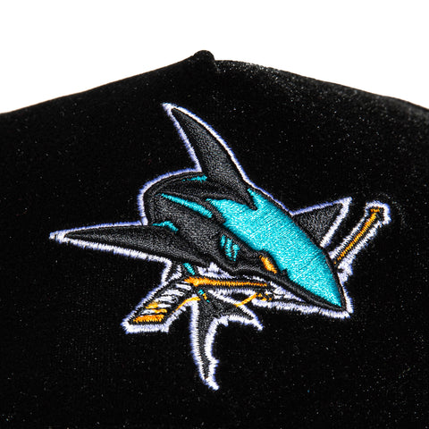 New Era 9Forty A-Frame Velvet San Jose Sharks 25th Anniversary Patch Snapback Hat - Black