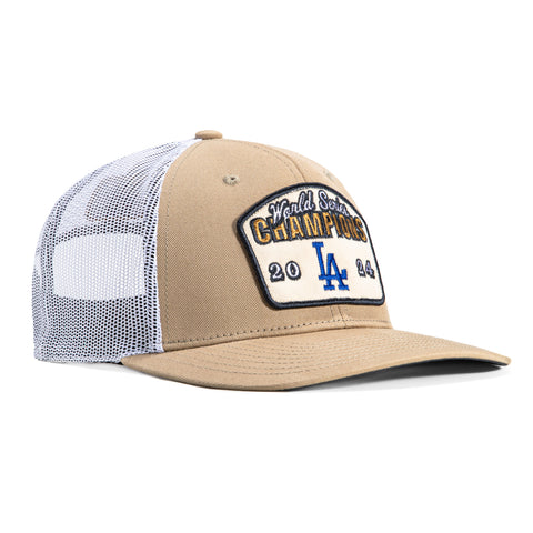 47 Brand Los Angeles Dodgers 2024 World Series Belt Trucker Snapback Hat - Khaki