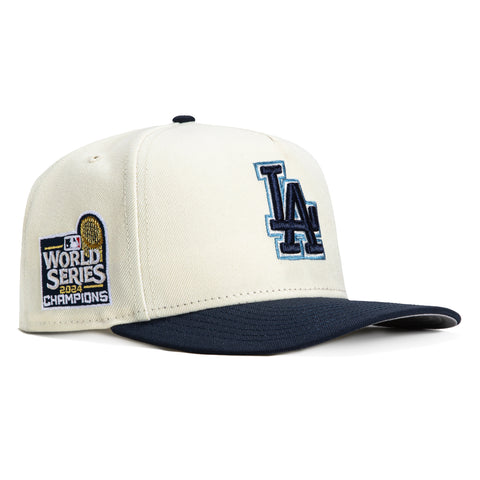 New Era 9Fifty A-Frame Los Angeles Dodgers 2024 World Series Champions Patch Snapback Hat - White, Navy