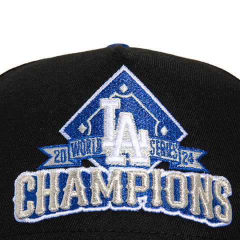 New Era 9Fifty A-Frame Los Angeles Dodgers 2024 World Series Champions Patch Snapback Logo Hat - Black, Royal