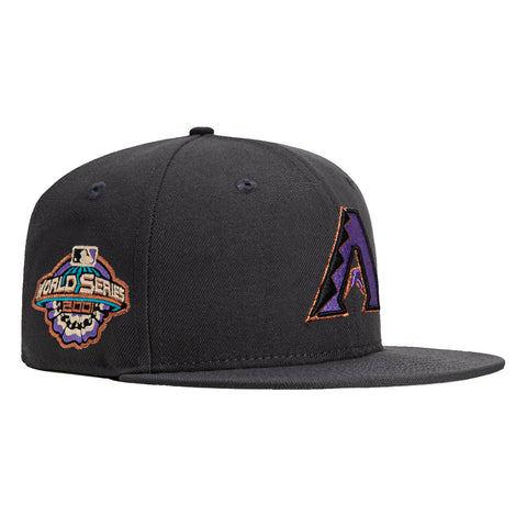 New Era 59Fifty Arizona Diamondbacks 2001 World Series Patch A Hat - Graphite ,Purple, Metallic Copper