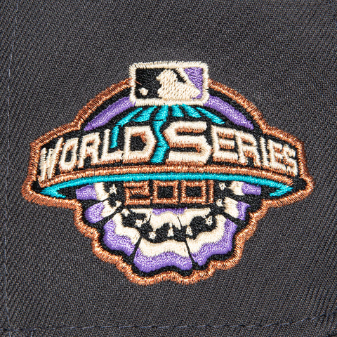 New Era 59Fifty Arizona Diamondbacks 2001 World Series Patch A Hat - Graphite ,Purple, Metallic Copper