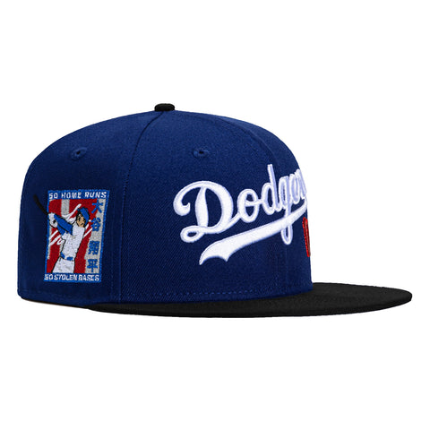 New Era 59Fifty Los Angeles Dodgers Shohei Ohtani 50/50 Patch Script Hat - Royal, Black