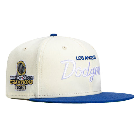 New Era 59Fifty Los Angeles Dodgers 2024 World Series Champions Patch Script Hat - White, Royal