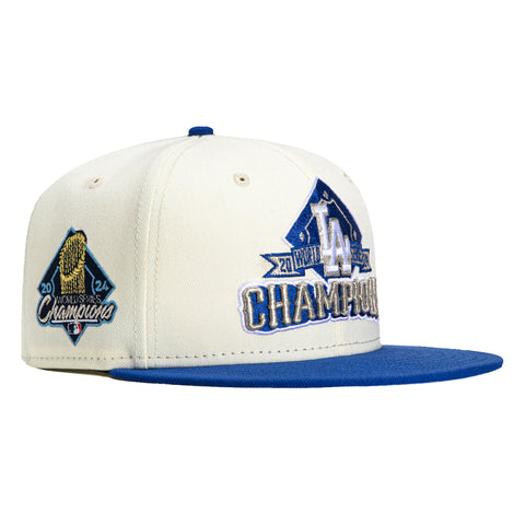 New Era 59Fifty Los Angeles Dodgers 2024 World Series Champions Patch Logo Hat - White, Royal