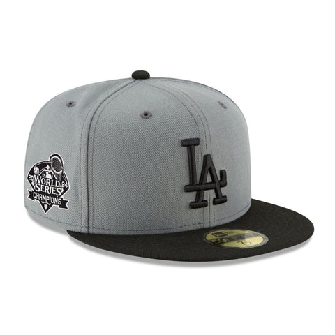 New Era 59Fifty Los Angeles Dodgers 2024 World Series Patch Hat - Storm Grey, Black