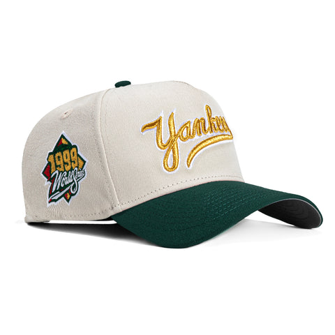 New Era 9Forty A-Frame New York Yankees 1999 World Series Patch Snapback Script Hat - Stone, Green