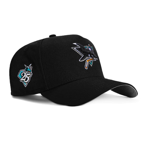 New Era 9Forty A-Frame San Jose Sharks 25th Anniversary Patch Snapback Hat - Black