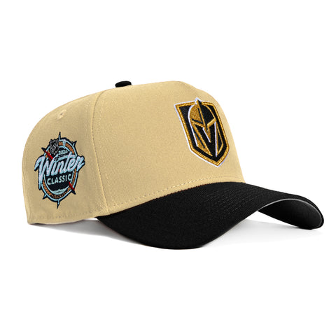 New Era 9Forty A-Frame Vegas Golden Knights 2024 Winter Classic Patch Snapback Hat - Tan, Black