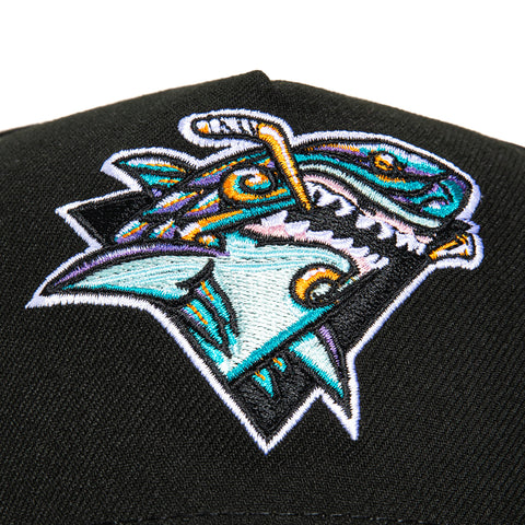 New Era 9Forty A-Frame San Jose Sharks Tiburones Logo Patch Snapback Hat - Black