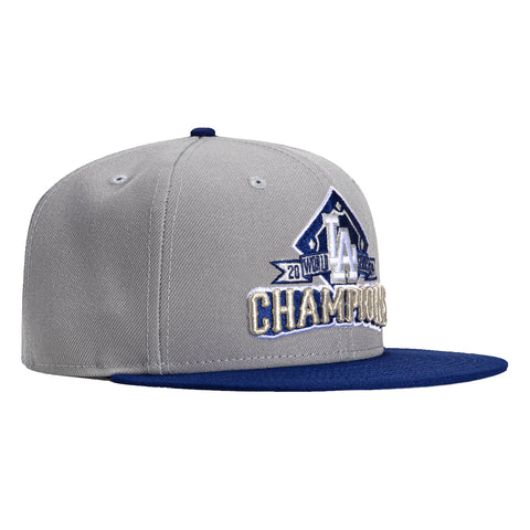 New Era 9Fifty A-Frame Los Angeles Dodgers 2024 World Series Champions Snapback Hat - Grey, Royal