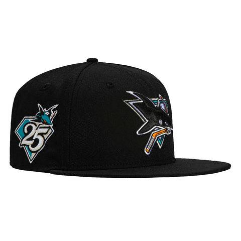 New Era 59Fifty San Jose Sharks 25th Anniversary Patch Hat - Black