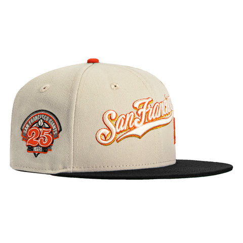 New Era 59Fifty Flawless Script San Francisco Giants 25th Anniversary Patch Hat - Stone, Black