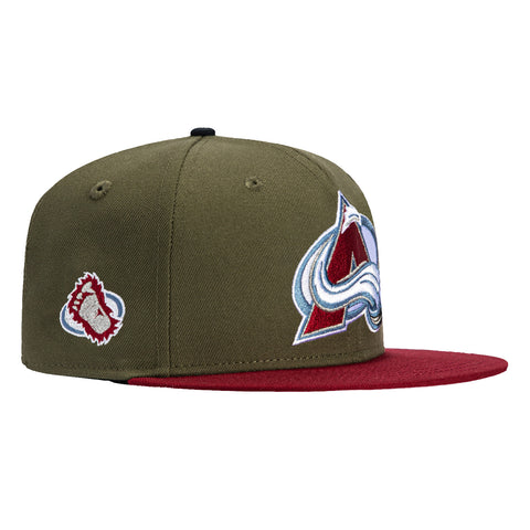 New Era 59Fifity Colorado Avalanche Logo Patch Hat - Olive, Cardinal