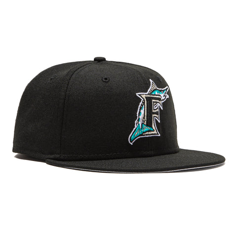 Florida Marlins black, gray New Era 59fifty Fitted Hat cap size, 7 1/8