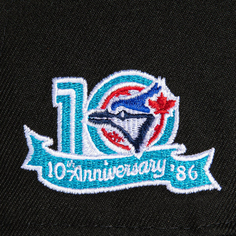 New Era 59Fifty Black Dome Toronto Blue Jays 10th Anniversary Patch Hat - Black