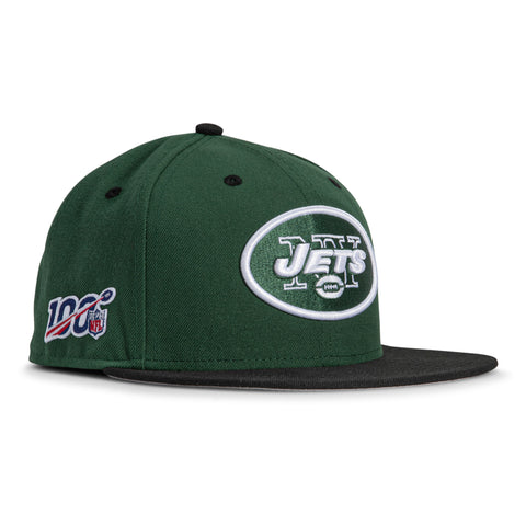New Era 59FIFTY New York Jets 100th Anniversary Patch Hat - Green, Black Black/Green / 7 1/4
