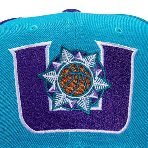 Mitchell & Ness Utah Jazz Rear Script Snapback Hat - Light Blue