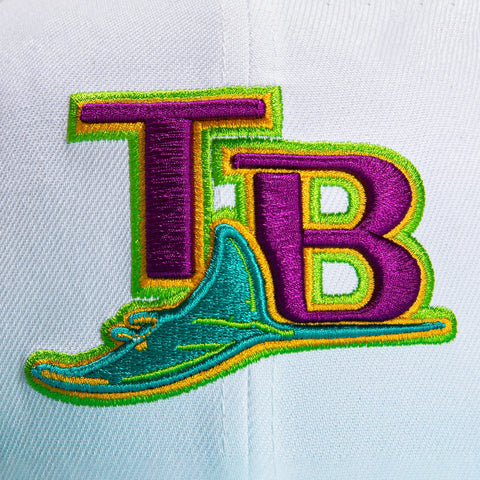 New Era 59FIFTY Teal Lime Tampa Bay Rays 20th Anniversary Patch Hat - White, Teal White/Teal / 7 1/4