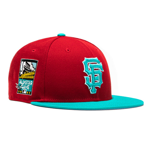 New Era San Francisco Giants Captain Planet 2.0 2007 All Star Game Patch Hat Club Exclusive 59FIFTY Fitted Hat Red/Teal