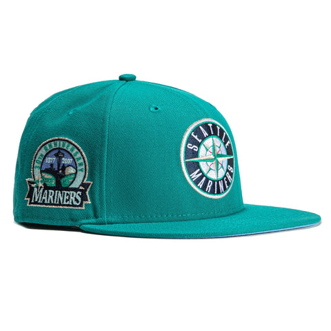 New Era 59FIFTY Seattle Mariners 30th Anniversary Patch Icy UV Logo Hat - Teal, Light Blue Teal / 7