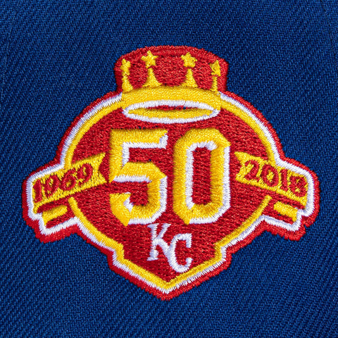 New Era 59FIFTY Kansas City Royals 50th Anniversary Patch Logo Hat - Royal, Red Royal/Red / 7 1/8