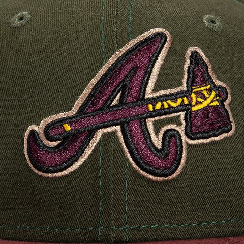 New Era 59FIFTY Fall Tones Atlanta Braves 30th Anniversary Patch Hat- Green, Maroon Green/Maroon / 8