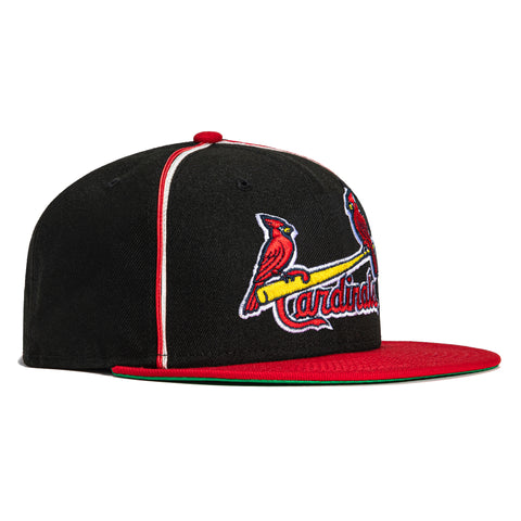 St. Louis Cardinals All Black with Red Logo New Era 59FIFTY Fitted Hat