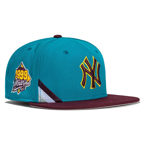 New Era 59FIFTY Big Stripes New York Yankees 1999 World Series Patch Hat - Teal, Maroon Teal/Maroon / 7 3/4